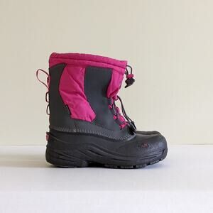 The North Face Size 5 Kids Alpenglow II Winter Boots Pink Gray Waterproof